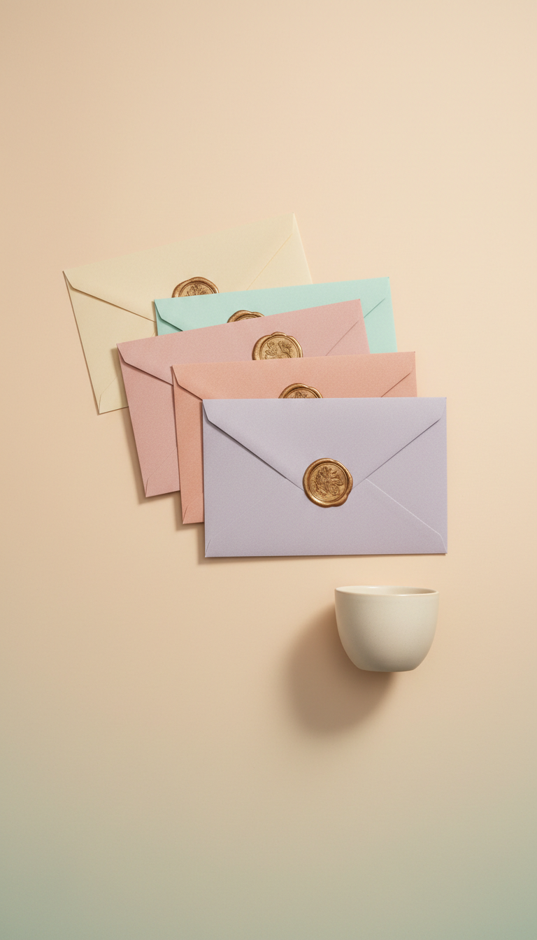 Premium Pastel Envelope Set with Wax Seal