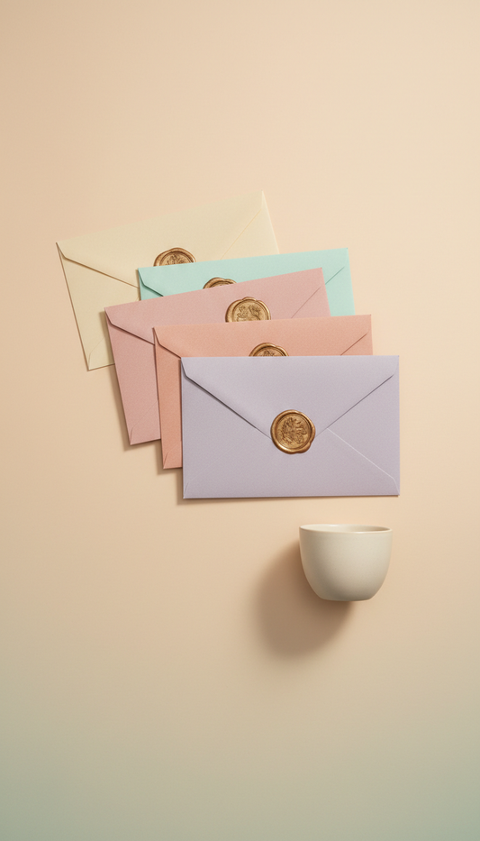 Premium Pastel Envelope Set with Wax Seal